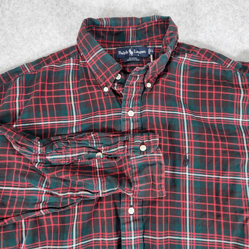 Ralph Lauren Blake Long Sleeve Button Up Shirt Mens XL Red Green Plaid